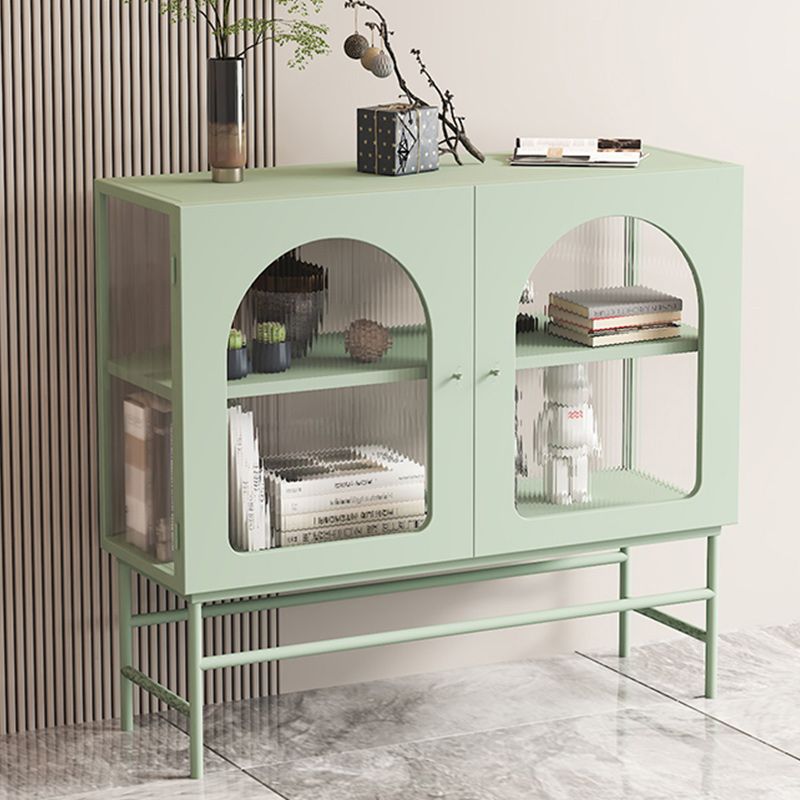 Contemporary Glass Doors Storage Sideboard Metal 2-Door Sideboard Clearhalo 'buffet_sideboard' 'Buffets & Sideboards' 'furn' 'furn_buffet_sideboard' 'Furniture' 'Kitchen & Dining Furniture' 1200x1200_05ef5a03-30b7-4a13-90d3-a0bcabbbbfb7