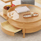 Tropischer Couchtisch, Couchtisch aus massivem Holz mit Stauraum