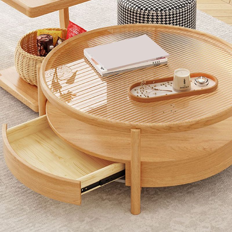 Tropischer Couchtisch, Couchtisch aus massivem Holz mit Stauraum