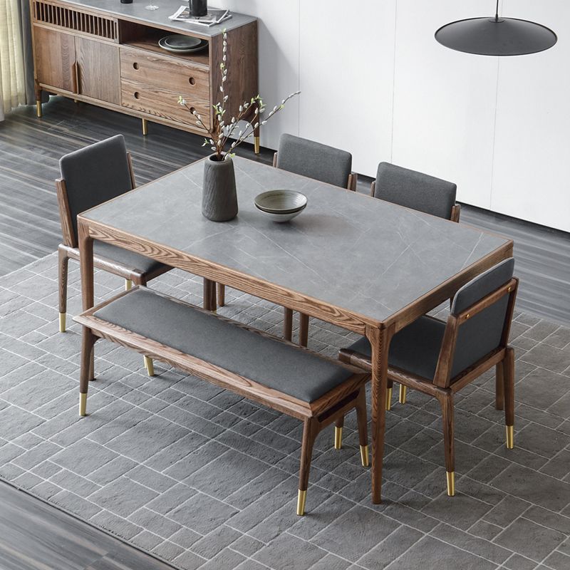 木製のベースと4本の脚を備えた中世のモダンな焼結さた石のテーブル長方形のテーブル