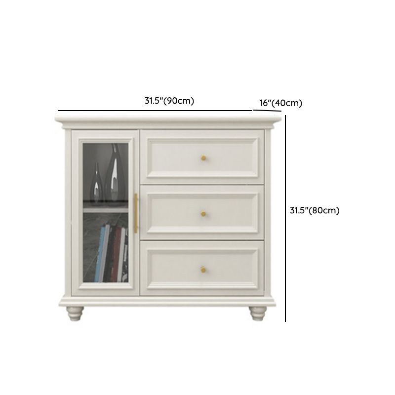 Contemporary White Buffet Sideboard Solid Wood Sideboard Cabinet with Drawers and Doors Clearhalo 'buffet_sideboard' 'Buffets & Sideboards' 'furn' 'furn_buffet_sideboard' 'Furniture' 'Kitchen & Dining Furniture' 1200x1200_05f41209-2808-4c9c-ad1e-66dd6ec190ba