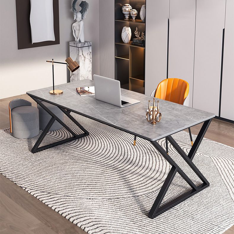 Modern Stone Top Dinette Set 1/2 Pieces Rectangle Dining Table Set in Grey Clearhalo 'Dining Room Sets' 'Dining Tables & Seating' 'dining_room_set' 'furn' 'furn_dining_room_set' 'Furniture' 'Kitchen & Dining Furniture' 1200x1200_05facd8f-052d-4f21-83d0-f0ed067db7db