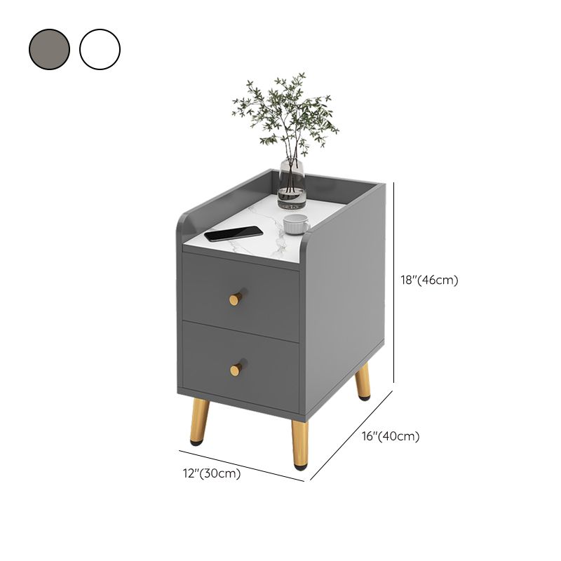 2 Drawers Bedside Cabinet Glam Legs Included Nightstand ,18.1" Tall Clearhalo 'Bedroom Furniture' 'furn' 'furn_night_stand' 'Furniture' 'night_stand' 'Nightstands' 1200x1200_05fbb5ac-755c-41b8-8d5b-b951f6d998bf