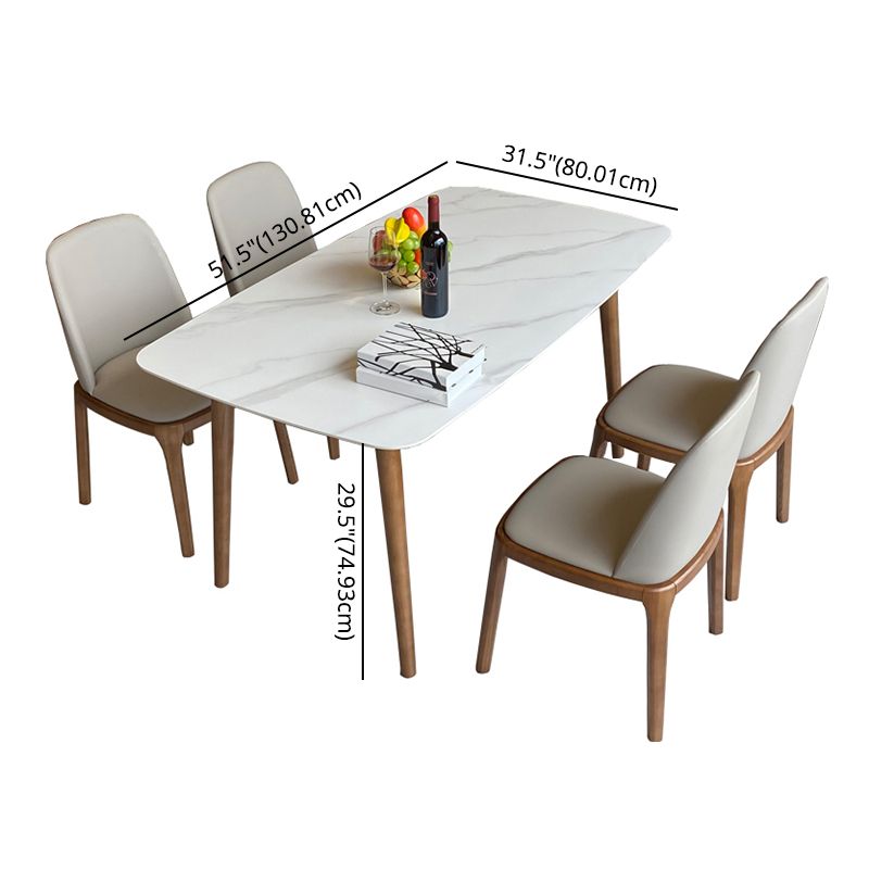 Modern Sintered Stone Dining Table Rectangular Dining Table Set with Solid Wood Base Clearhalo 'Dining Room Sets' 'Dining Tables & Seating' 'dining_room_set' 'furn' 'furn_dining_room_set' 'Furniture' 'furniture_dining_room_set' 'Kitchen & Dining Furniture' 'kitchen&dining_furn' 'kitchen' 1200x1200_05fd0a2d-7382-4857-af47-aaa8eea30191