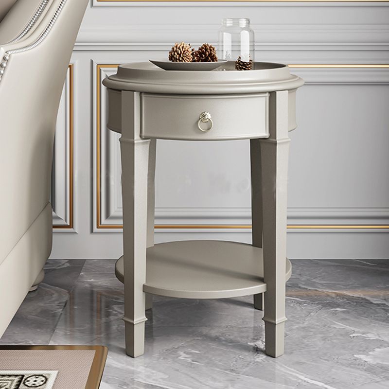 Nordic 25.6" Tall Solid Wood End Table Round Double Tier End Table