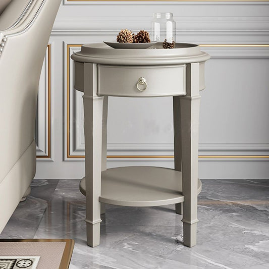 Nordic 25.6" Tall Solid Wood End Table Round Double Tier End Table