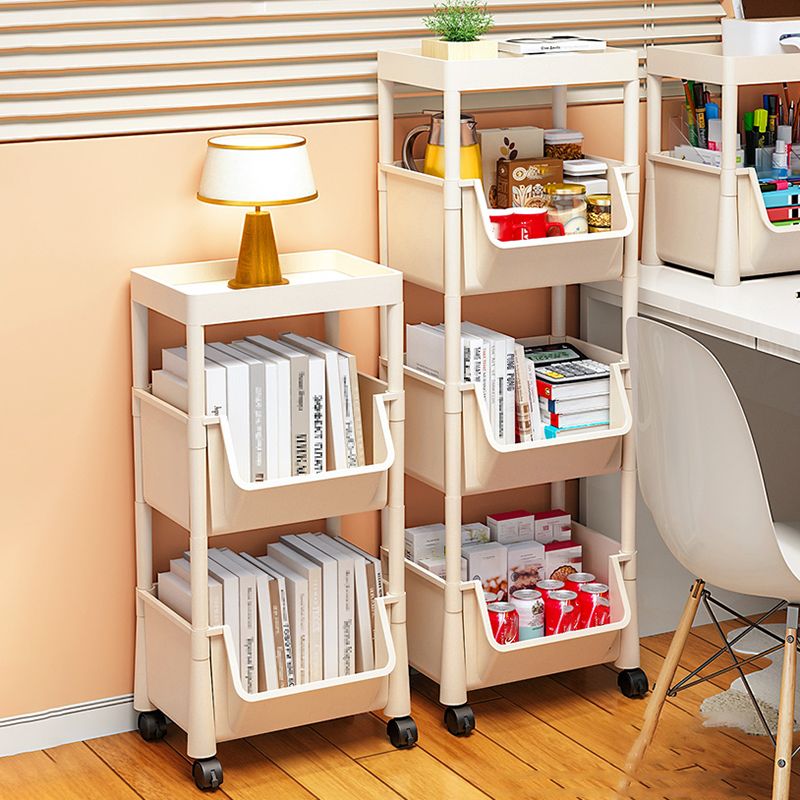 Urban Closed Back Shelf Bookcase Plastic/Acrylic Bookshelf with Caster Clearhalo 'Bookcases' 'furn' 'furn_bookcases' 'Furniture' 'Office Furniture' 1200x1200_05ff2b7b-f892-4cf9-8cc6-a58dba3b2aed