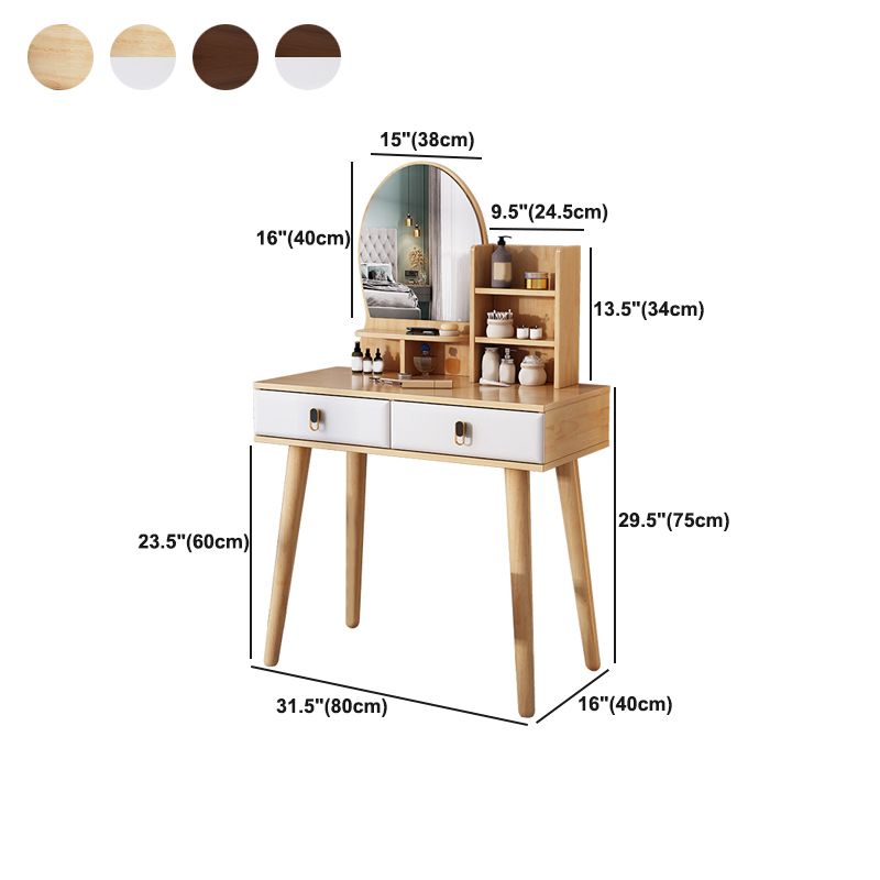2-Drawers Mirror Table Dressing Table Solid Wood Make-up Vanity Clearhalo 'Bedroom Furniture' 'furn' 'furn_makeup_vanities' 'Furniture' 'Makeup Vanities' 'makeup_vanities' 1200x1200_05fff8ec-aa81-4928-872d-243e16278fe1