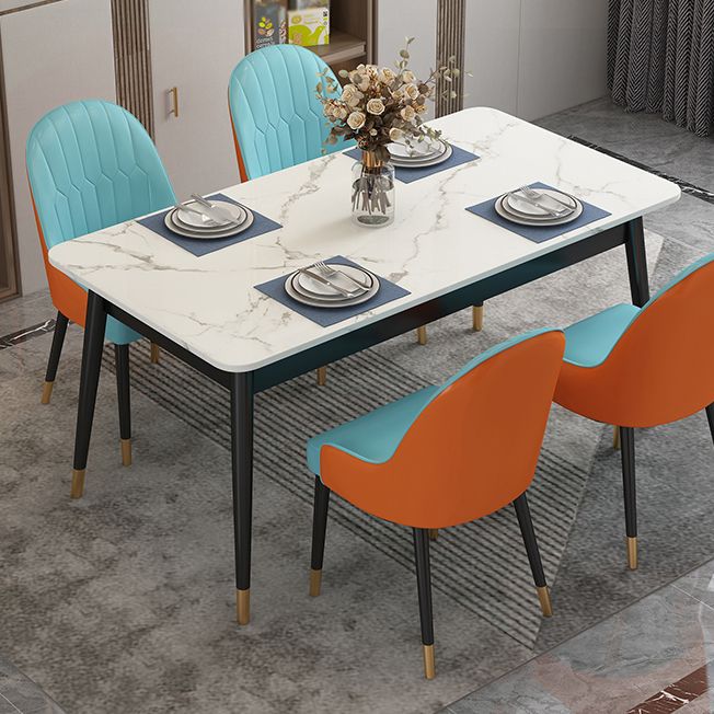 Modern Style Sintered Stone Dining Table White Rectangle Table with Metal Base for Home Use Clearhalo ' dining_table' 'Dining Tables & Seating' 'Dining Tables' 'furn' 'furn_dining_table' 'Furniture' 'furniture_dining_table' 'Kitchen & Dining Furniture' 'kitchen&dining_furn' 'kitchen' 'kitchen_dining_table' 1200x1200_0600b142-5698-498c-9079-9ba3d75c589c