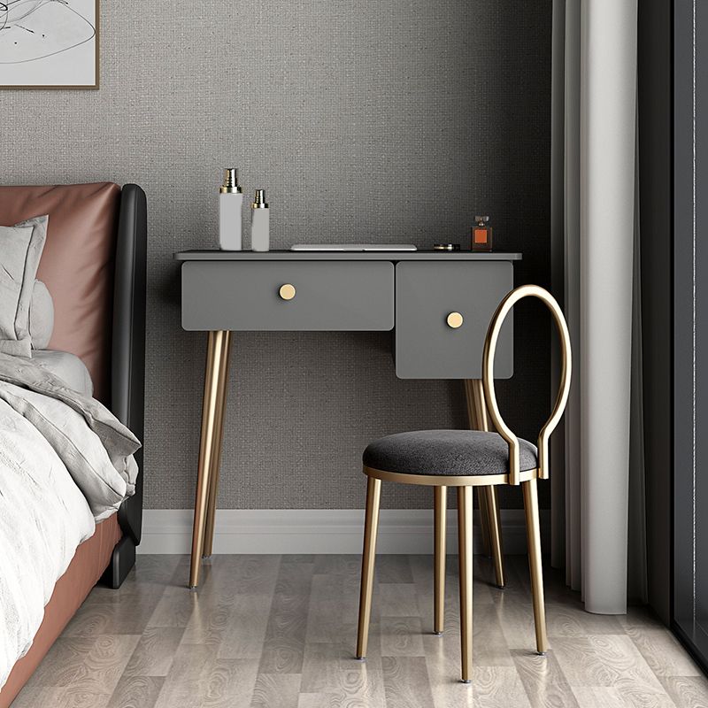 Vanité de maquillage en bois / métal glamour avec tiroir en gris pour la chambre
