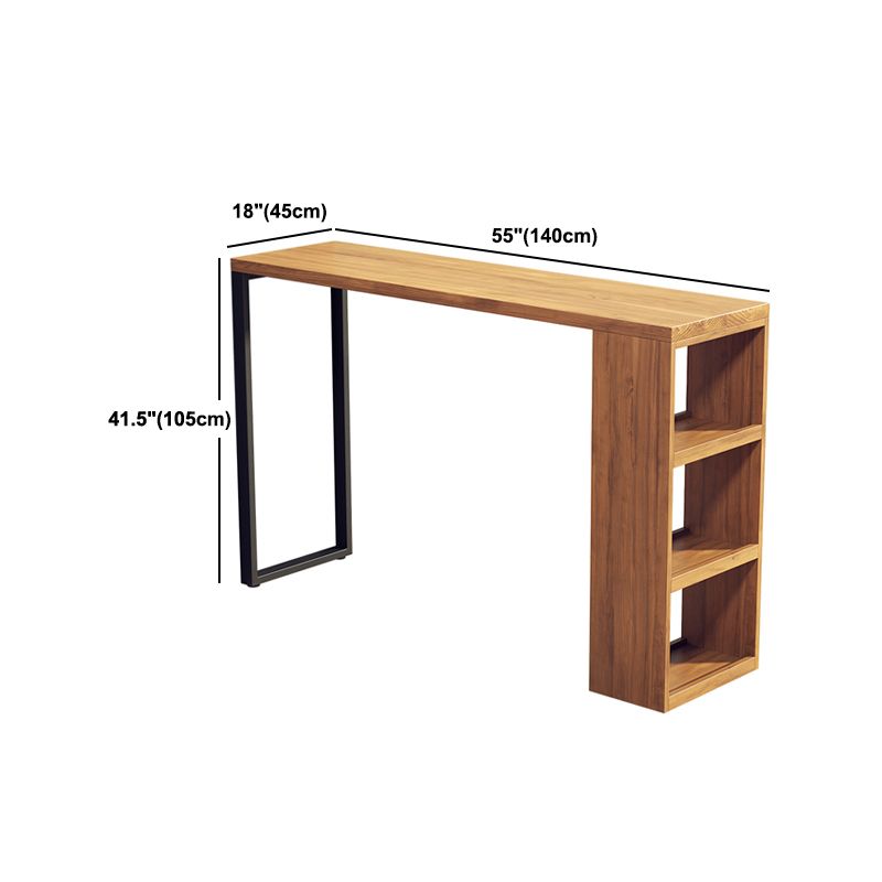 Solid Wood Bistro Table Brown Rectangle Bar Height Pub Table with 3-shelf Clearhalo 'Bar Furniture' 'Bar Tables' 'bar_tables' 'furn' 'furn_bar_tables' 'Furniture' 'Kitchen & Dining Furniture' 1200x1200_0601fd68-dc37-41ae-8cd0-16e8ea2e98e7