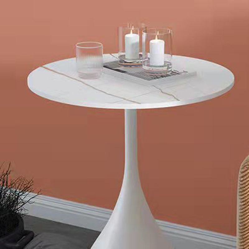 Modern Round Stone Pedestal Sofa Side Accent Table - Dia 12.6-In