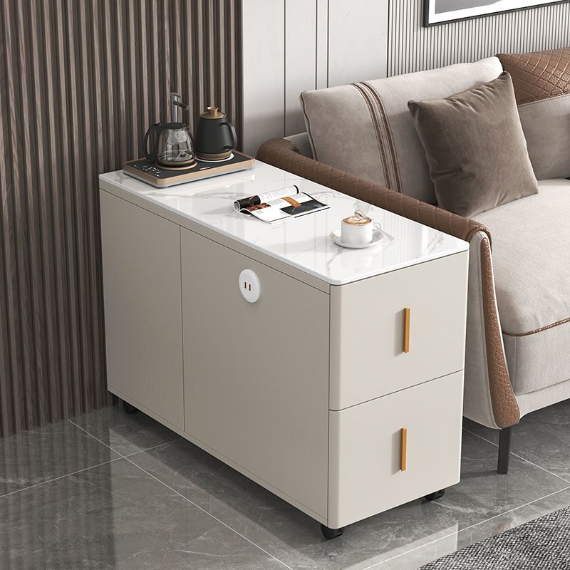 Contemporary Rectangle Sofa Side Accent Table with 2 Drawers Clearhalo 'Coffee & Accent Tables' 'End & Side Tables' 'end_side_tables' 'furn' 'furn_end_side_tables' 'Furniture' 'Living Room Furniture' 1200x1200_06022511-3fad-4005-933c-b287d3fdbf37
