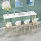 Glam Pub Table with Gold Metal Trestle Rectangle Wood Top Bar Table Clearhalo 'Bar Furniture' 'Bar Tables' 'bar_tables' 'furn' 'furn_bar_tables' 'Furniture' 'Kitchen & Dining Furniture' 1200x1200_06027fc3-c9c8-4aa1-b734-06e113cabc7c