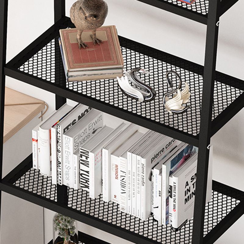 Contemporary Metal Bookshelf Ladder Shelf Bookcase for Study Room