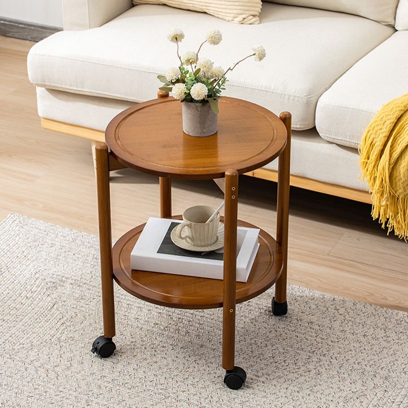 Modern Round Wood Side Table with 4 Legs and Storage for Living Room Clearhalo 'Coffee & Accent Tables' 'End & Side Tables' 'end_side_table' 'end_side_tables' 'furn' 'furn_end_side_tables' 'Furniture' 'furniture_end_side_table' 'Living Room Furniture' 1200x1200_06047632-8efc-4c9b-8ec6-01d90e2d8aed