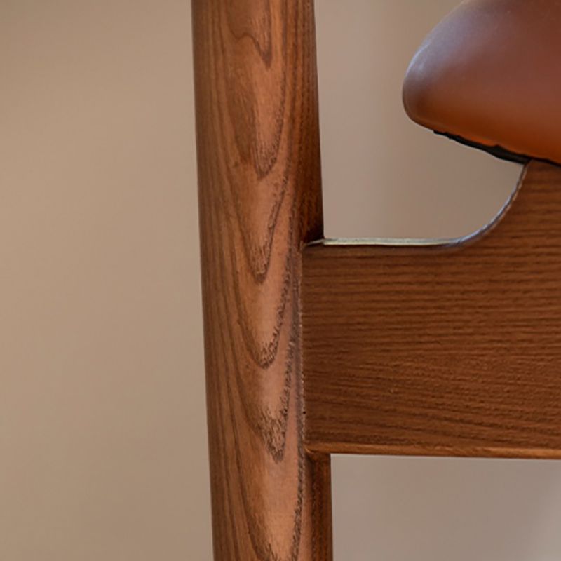 Traditional Living Room Accent Armchair Genuine Leather Brown Accent Armchair