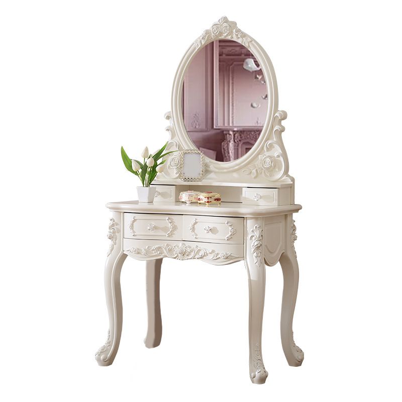 White Vanity Dressing Table Set Victorian Mirrored Wood Vanity Clearhalo 'Bedroom Furniture' 'furn' 'furn_makeup_vanities' 'Furniture' 'Makeup Vanities' 'makeup_vanities' 1200x1200_0608da98-5e10-41a6-84db-1093e4b82424