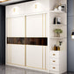 White Wardrobe Closet Engineered Wood Wardrobe Armoire with Garment Rod