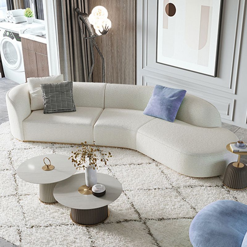 Scandinavian Curved Sectional Sofa Sloped Arm Sofa & Chaise with 3 Pillows Clearhalo 'furn' 'furn_sectionals' 'Furniture' 'Living Room Furniture' 'Sectionals' 1200x1200_060a0210-3e24-4385-9cf9-14c00aa1278b