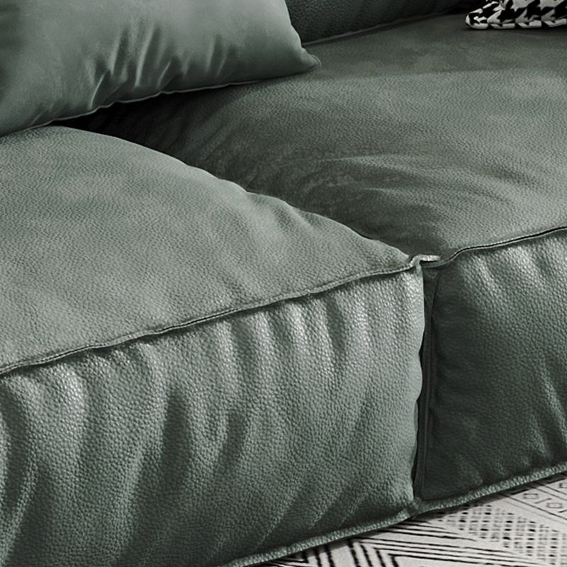 Green Contemporary Faux Leather Pillow Top Arm Standard Sofa with Loose Back Clearhalo 'furn' 'furn_sofas' 'Furniture' 'furniture_sofas' 'kitchen' 'kitchen_sofas' 'Living Room Furniture' 'Sofa' 'sofas' 1200x1200_06101b6a-60d1-4713-8951-00fc7617865e