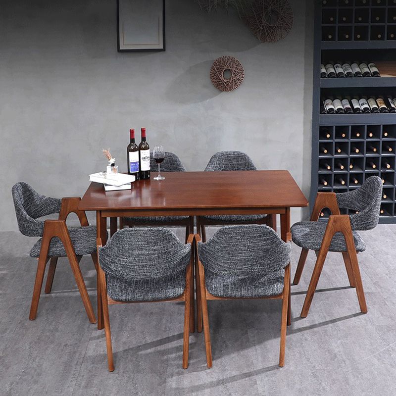 Scandinavian Rubberwood Open Arm Chair Upholstered Dining Chair with Wood Legs Clearhalo ' kitchen&dining_furn' 'Dining Chairs' 'Dining Tables & Seating' 'dining_chair' 'furn' 'furn_dining_chair' 'Furniture' 'furniture_dining_chair' 'Kitchen & Dining Furniture' 'kitchen' 1200x1200_061097b9-fa70-439b-9d65-9b9bd67661b8
