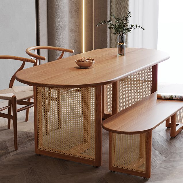 Contemporary Khaki Standard Dining Table Solid Wood Kitchen Dining Table with Double Pedestal Base Clearhalo ' dining_table' 'Dining Tables & Seating' 'Dining Tables' 'furn' 'furn_dining_table' 'Furniture' 'furniture_dining_table' 'Kitchen & Dining Furniture' 'kitchen&dining_furn' 'kitchen' 'kitchen_dining_table' 1200x1200_06114f2e-16c3-4f05-b7f5-59fd78283163