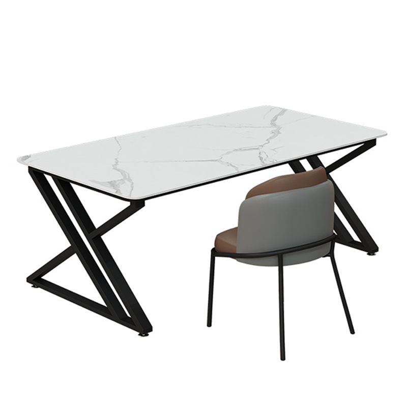 Bureau d'écriture de traîneau en pierre industrielle bureau de bureau en métal rectangulaire