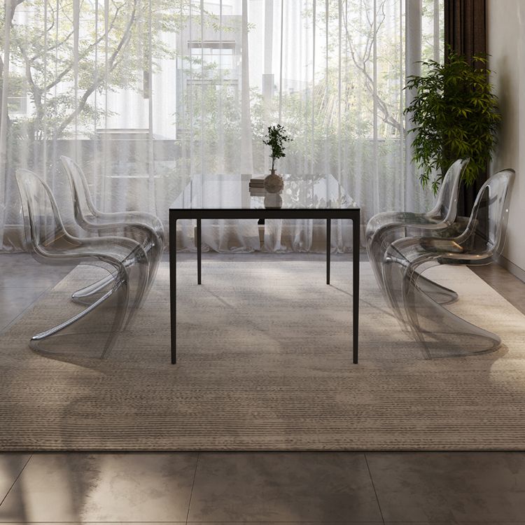 Modern Rectangle Dining Table Clear Glass Tabletop with Aluminum Legs