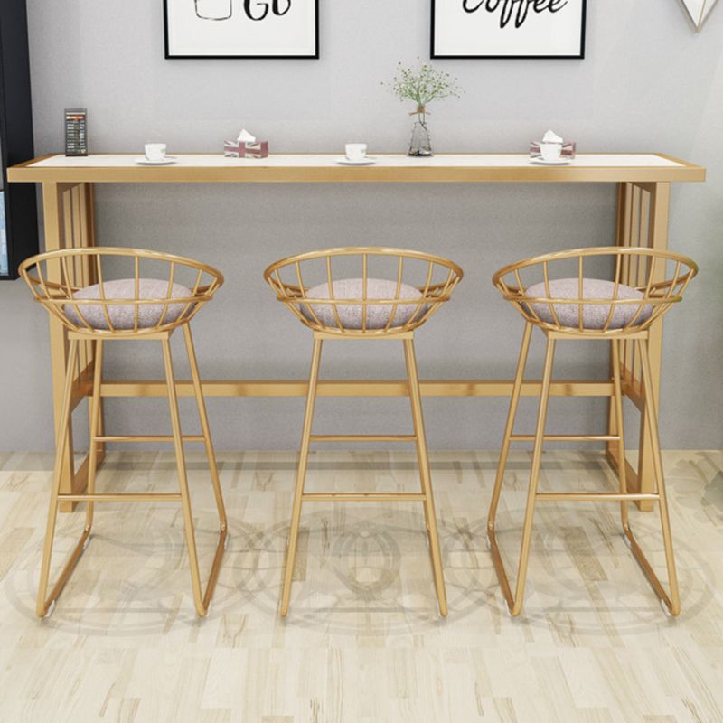 Modern Bar Height Table Faux Marble Top Bistro Table with Gold Base Clearhalo 'Bar Furniture' 'Bar Tables' 'bar_tables' 'furn' 'furn_bar_tables' 'Furniture' 'Kitchen & Dining Furniture' 1200x1200_0615a280-fcd9-4427-a3d7-b455d0056887