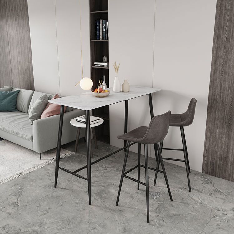 Industrial Black Metal Bar Table Rectangle Top 41.3"H Bistro Table with Footrest Clearhalo 'Bar Furniture' 'Bar Tables' 'bar_tables' 'furn' 'furn_bar_tables' 'Furniture' 'furniture_bar_tables' 'Kitchen & Dining Furniture' 1200x1200_0618d394-1162-4ef3-ad75-a0f29b215b33