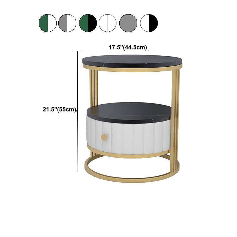 22" H Metal Nightstand Glam Stone Top 1-Drawer Open Storage Night Table Clearhalo 'Bedroom Furniture' 'furn' 'furn_night_stand' 'Furniture' 'night_stand' 'Nightstands' 1200x1200_0619f9f7-909f-4cc3-b40d-26d07948e2d7
