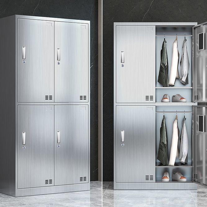Steel Chrome Storage Cabinet Modern Cabinet with Hinged Doors Clearhalo 'Armoires & Wardrobes' 'armoires_wardrobes' 'Bedroom Furniture' 'furn' 'furn_armoires_wardrobes' 'Furniture' 1200x1200_061a52d8-be6a-4d9c-b8e9-4084ce9f5ebe
