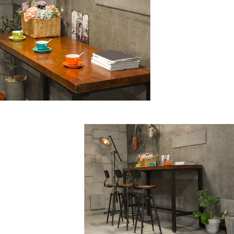 Metal Bar Table Rectangular Wood Top Bistro Pub Table with Trestle Base Clearhalo 'Bar Furniture' 'Bar Tables' 'bar_tables' 'furn' 'furn_bar_tables' 'Furniture' 'Kitchen & Dining Furniture' 1200x1200_061bbee8-2320-455b-9e0f-5d95699cda0f