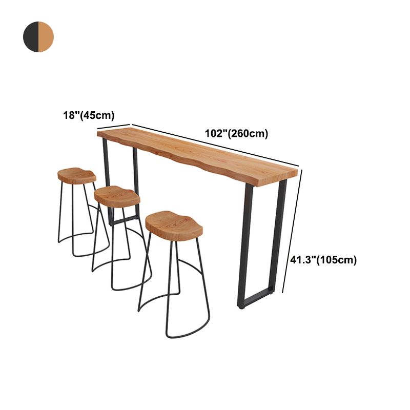 Brown Modern Style Table Pine Wood and Iron Coffee Shop Bar Table, Only Table Clearhalo 'Bar Furniture' 'Bar Tables' 'bar_tables' 'furn' 'furn_bar_tables' 'Furniture' 'furniture_bar_tables' 'Kitchen & Dining Furniture' 1200x1200_061cbcb7-979b-4580-bc2d-3e716dc3ce32