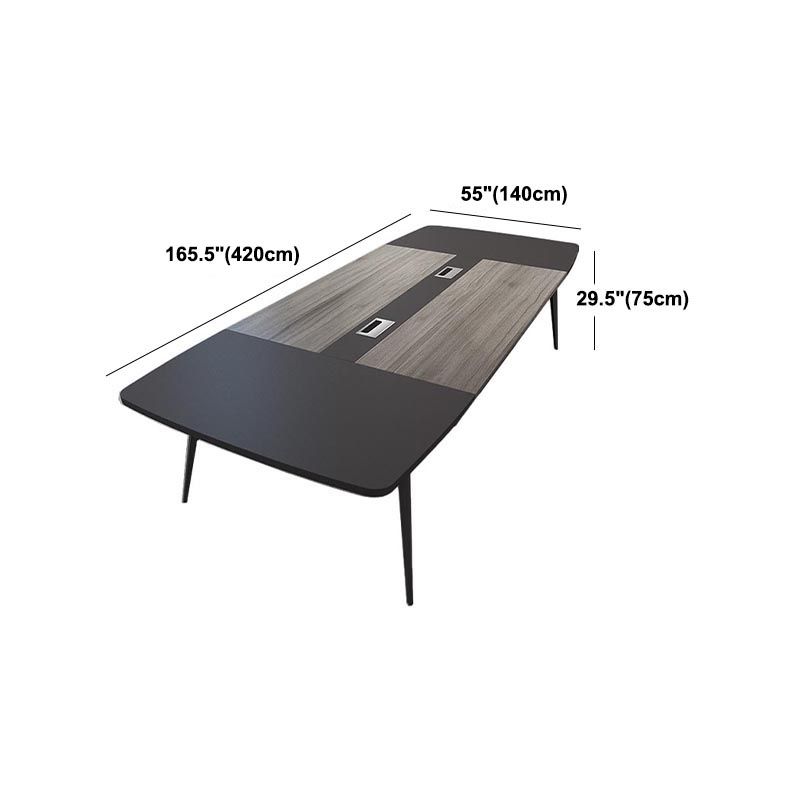 Scrivania industriale di scrittura di rettangolo in legno di gestione dei cavi da ufficio