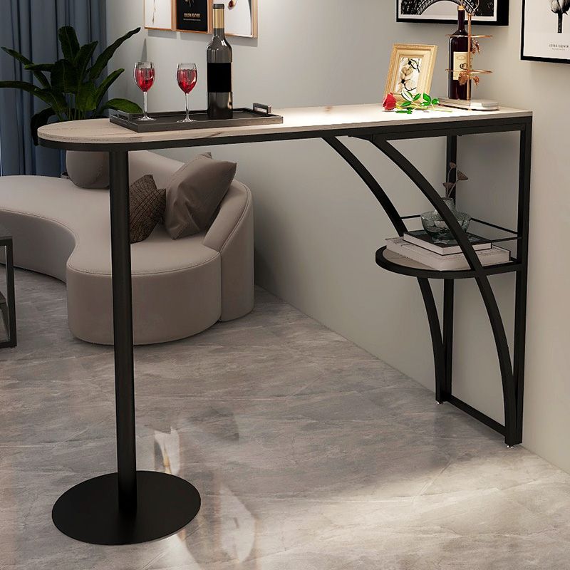 Modern White Marble Bar Table with Specialty Table Top Black Pedestal Table - 42" H Clearhalo 'Bar Furniture' 'Bar Tables' 'bar_tables' 'furn' 'furn_bar_tables' 'Furniture' 'furniture_bar_tables' 'Kitchen & Dining Furniture' 1200x1200_061d32d4-6d7f-48c7-8623-b17dcab410ea
