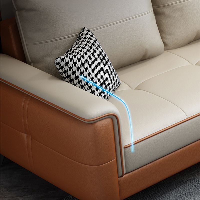 Faux Leather Modern Recessed Arm Sofa 134.6*66.9*38.2 Loose Back Sofa & Chaise Clearhalo 'furn' 'furn_sectionals' 'Furniture' 'furniture_sectionals' 'Living Room Furniture' 'Sectionals' 1200x1200_061ffafb-7012-4cd8-a3b4-dc6060f69609