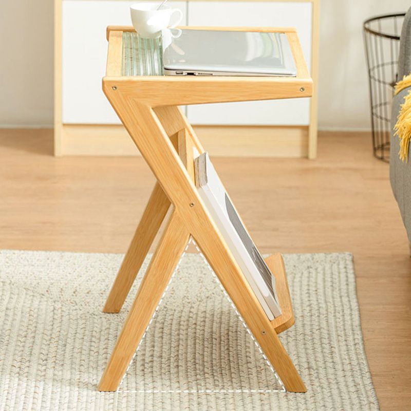 Tavolo di fascia alta in vetro 21.6 "tavolo da gambe a croce alta con scaffale per soggiorno