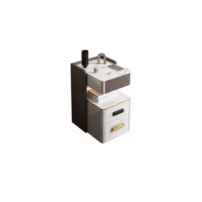 3-Drawer Nightstand with USB charging 21.65" Tall Faux Leather Nightstand