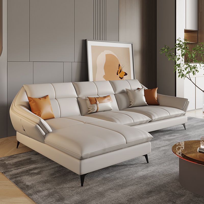 Divano scandinavo sezionale cuscinetti in pelle bianca sezionale