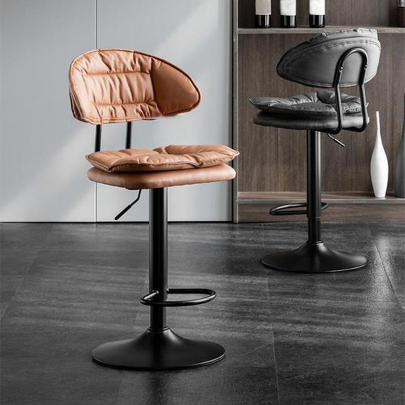 Scandinavian Metal Barstool Adjustable Low Back Leather Barstools in Matte Finish Clearhalo 'Bar Furniture' 'Bar Stools' 'bar_stools' 'furn' 'furn_bar_stools' 'Furniture' 'Kitchen & Dining Furniture' 1200x1200_0625f552-7793-499b-b2bf-914b1abf4ab0