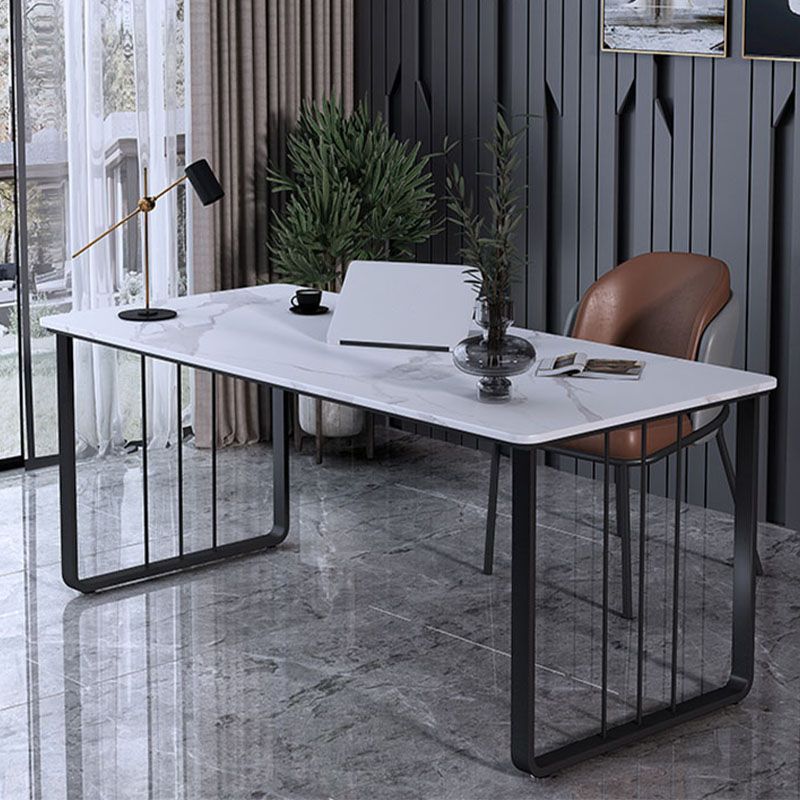 Stone and Iron Office Desk Contemporary Curved Sled Writing Desk Clearhalo 'furn' 'furn_office_desk' 'Furniture' 'Office Desks' 'Office Furniture' 'office_desk' 1200x1200_062659a1-6d44-4dd9-8a58-5ab0794e224f