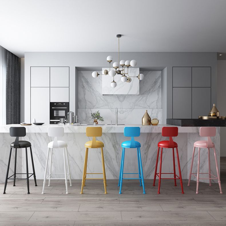 Nordic Armless Backrest Counter Stool Iron Couture Bar Stool with Cushion and Pedal Clearhalo 'Bar Furniture' 'Bar Stools' 'bar_stools' 'furn' 'furn_bar_stools' 'Furniture' 'Kitchen & Dining Furniture' 1200x1200_06265f8b-294f-416b-9332-6b6fc0cbdbd6