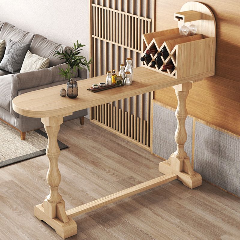 Trestle Base Bar Table Contemporary Solid Wood Bar Dining Table with Wine Rack Clearhalo 'Bar Furniture' 'Bar Tables' 'bar_tables' 'furn' 'furn_bar_tables' 'Furniture' 'Kitchen & Dining Furniture' 1200x1200_0626a405-21fa-431b-b2ed-f75b0dbf6a7d
