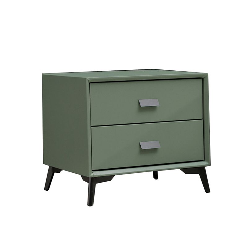 Table de nuit de 18 pouces H faux cuir à 2 dessins modernes table de nuit en bois massif avec jambes