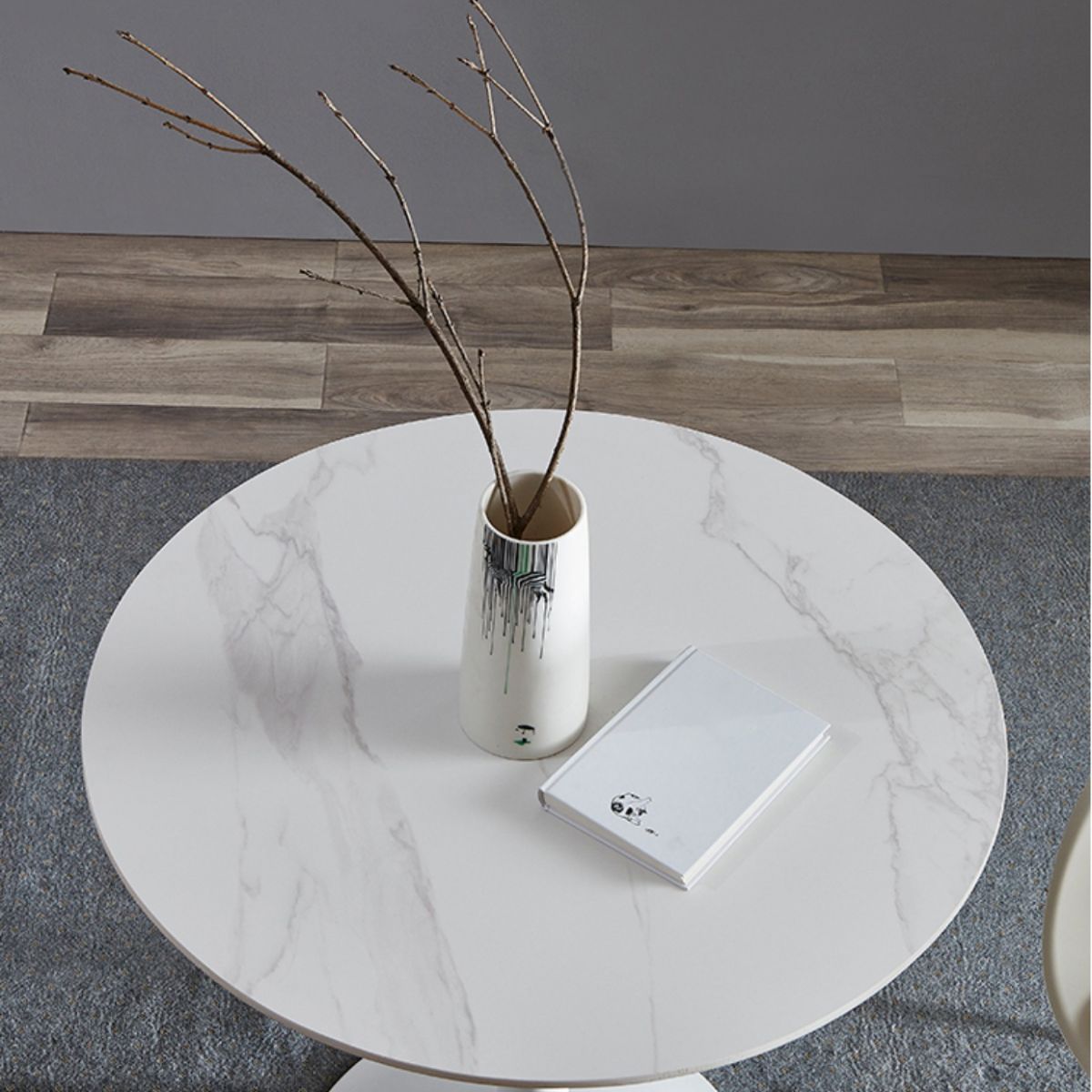 Round Dining Table Contemporary Style Stone Dining Site Table with Tulip Base Clearhalo 'Dining Tables & Seating' 'Dining Tables' 'dining_table' 'furn' 'furn_dining_table' 'Furniture' 'Kitchen & Dining Furniture' 1200x1200_06275647-1869-4fb6-ab4c-623e35bc625e