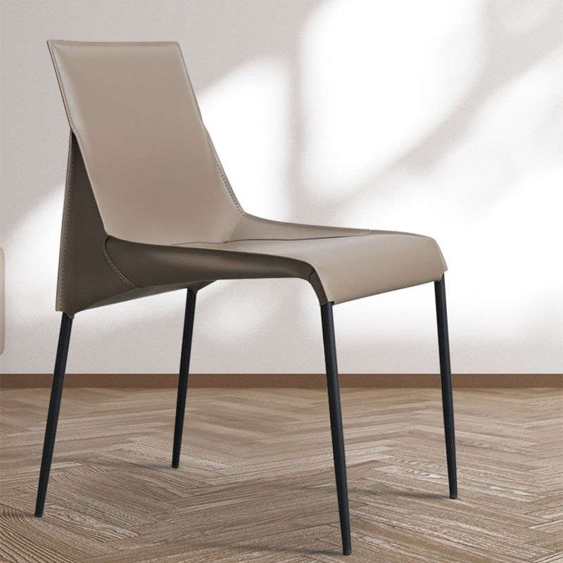 Metal Modern Dining Chair with Solid Back Matte Finish Indoor Side Chair