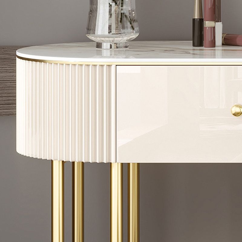 Tavolo da vanità in pietra lussuosa con cassetti da 30,7 "Hkeup da toeletta da toep set in beige