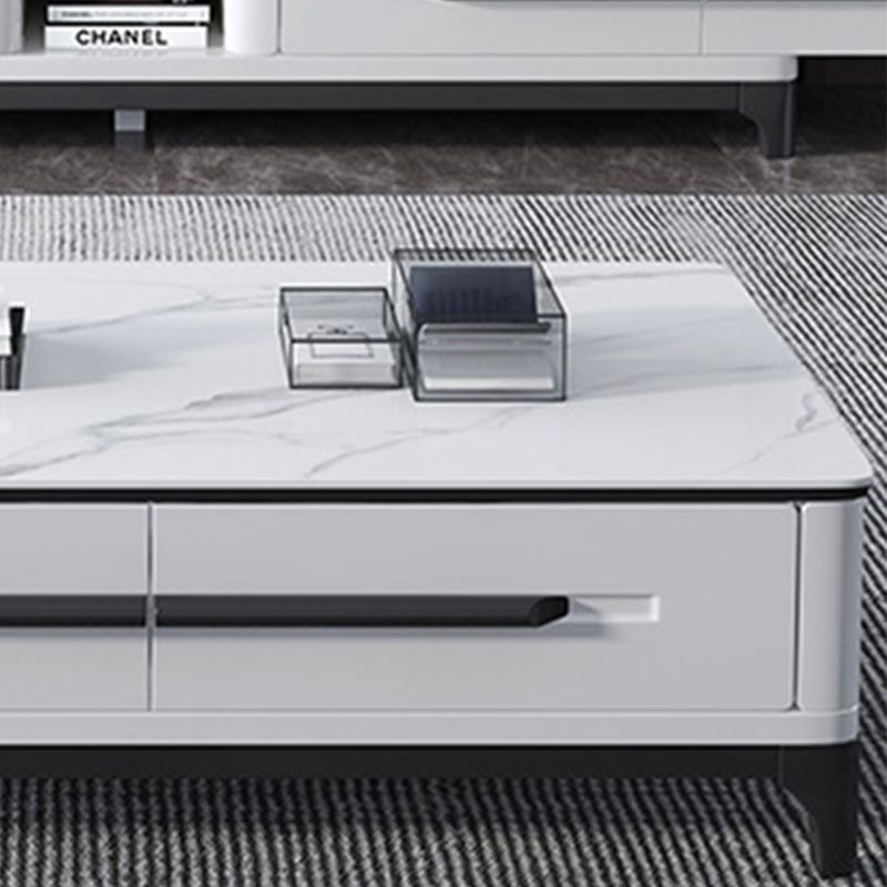 Leisteen koffie of eindtafel met opbergladen rechthoek 4 poten